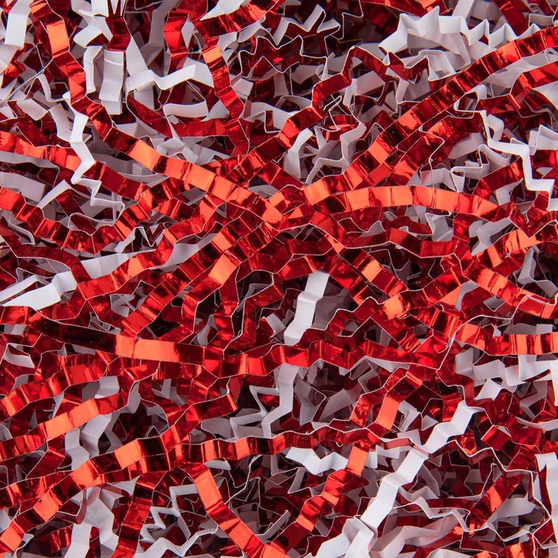 Caleihd 4.5oz Crinkle Cut Paper Shredded Filler Paper for Gift Baskets Gift Box Confetti Paper Shreds Decoration Stuffing for Birthday, Weddings, Anniversaries, Christmas Wrapping Red&White - Image 1